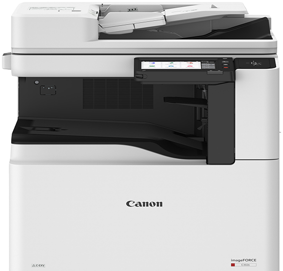 Canon imageFORCE C3026 document feeder and output area
