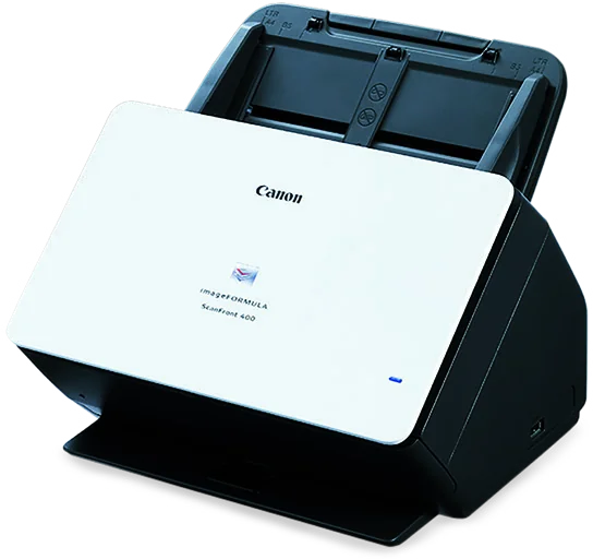 Canon imageFORMULA ScanFront 400 networked document scanner shown closed