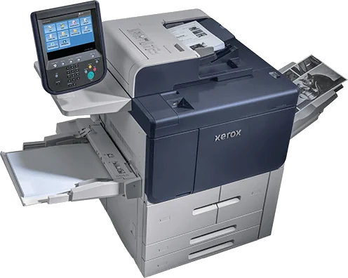Xerox® PrimeLink® B9100 Series production press with inline feeding and finishing modules
