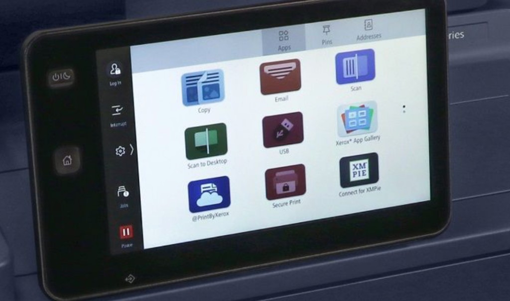 Xerox® PrimeLink® C9275 touchscreen with Copy, Scan, Secure Print, and App Gallery apps